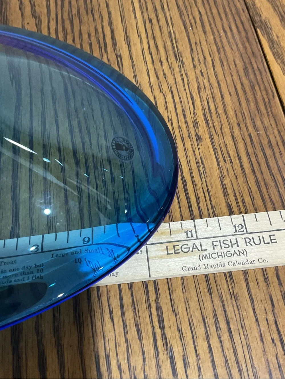Blue Art Glass Decorative Oval Bowl small pedestal